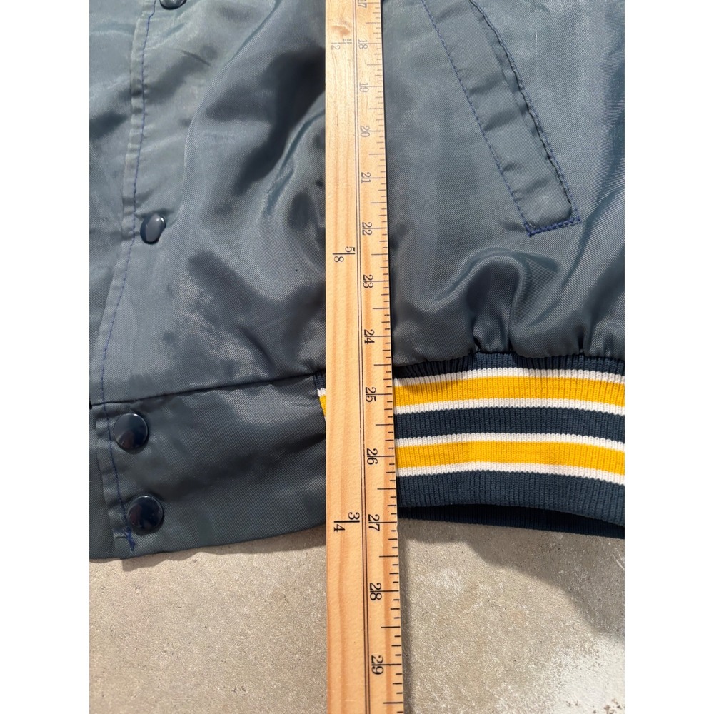 Vintage Westark Steelcase Satin Bomber Jacket Mens XL Navy Blue Rainbow Logo USA - Picture 6 of 6